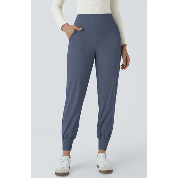 HALARA High Waisted Plain Pants Side Pocket Casual Grey Blue Joggers, XS Petite - Picture 1 of 10